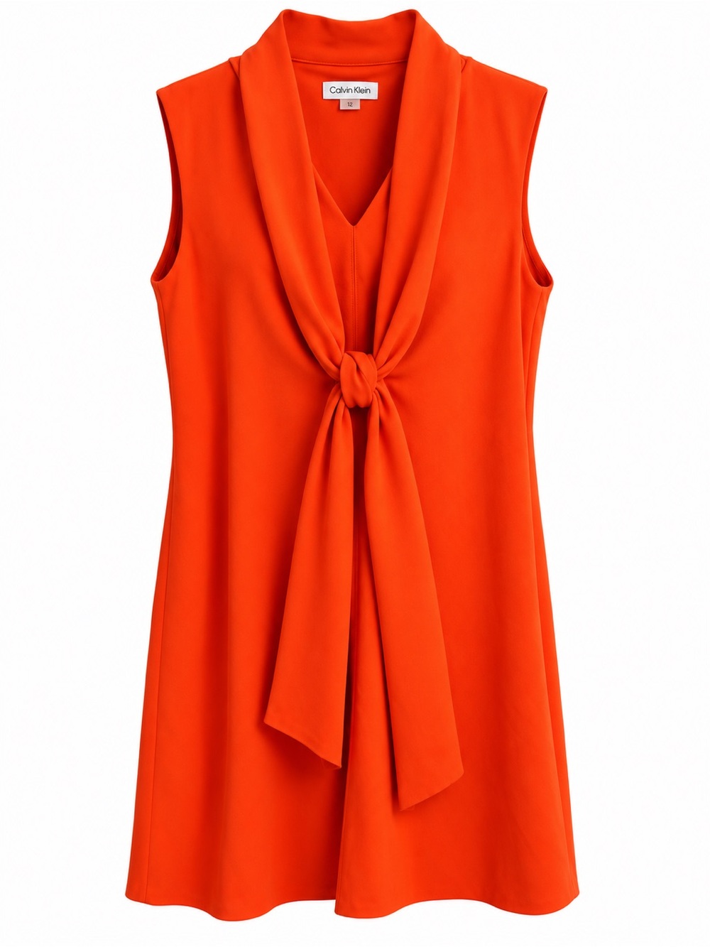 Calvin Klein Orange Sleeveless Tie-Front Dress | Size 12